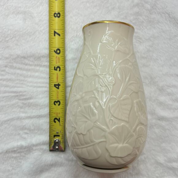 Vintage Lenox Morning Glory Floral Ceramic Vase 24k Gold Hand Painted Trim - Picture 9 of 9